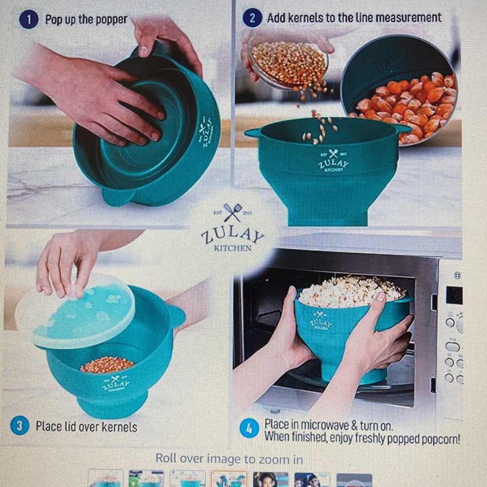 ZULAY KITCHEN LARGE MICROWAVE POPCORN MAKER NWT
